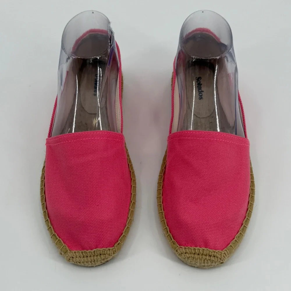 Soludos Dali Pink Canvas Espadrille Slip On Flats Womens Size 8-8.5 EU 39
